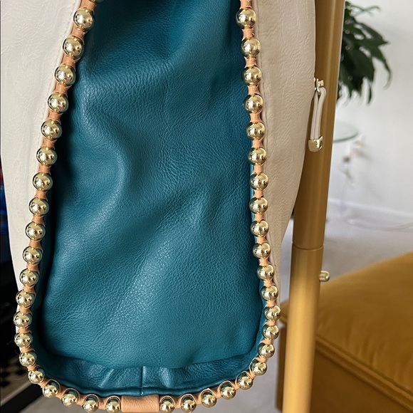 Big Buddha Cream Tote with Gold Studs - Picture 4 of 15